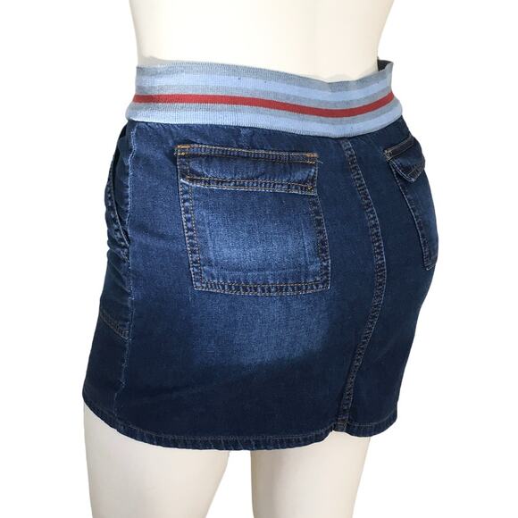 VTG Lightweight Denim Pull On Mini Skirt  Y2K  Utility pockets Fitted SZ 6 - Picture 4 of 9